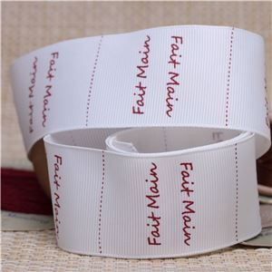 Handmade Ribbon Label - Fait Main/Ant White